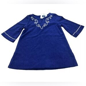 Janie and Jack Girls 12-18 Month Blue Terry Swim Cover With White Stitch